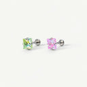 Sparkling Sugar Cube Titanium Flat Back Earrings