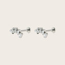 Baguette CZ Curved 18K Gold Plated Titanium Flat Back Earrings