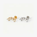 Baguette CZ Curved 18K Gold Plated Titanium Flat Back Earrings