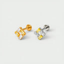 Baguette Open Square 18K Gold Plated Titanium Flat Back Earrings