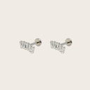 Baguette Zigzag Climber 18K Gold Plated Titanium Flat Back Earrings
