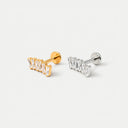Baguette Zigzag Climber 18K Gold Plated Titanium Flat Back Earrings