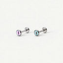 Bezel-Set Opal Titanium Flat Back Earrings