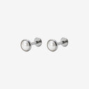 Bezel-Set Pearl Titanium Flat Back Earrings