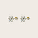 CZ Flower Cluster 18K Gold Plated Titanium Flat Back Earrings