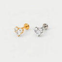 Cushion-Cut Trio Cluster 18K Gold Plated Titanium Flat Back Earrings