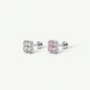 Diamond-Paved Four-Leaf Clover Titanium Flat Back Earrings