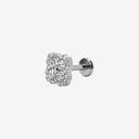 Diamond-paved four-leaf clover flat back earrings