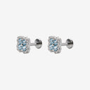 Diamond-Paved Four-Leaf Clover Titanium Flat Back Earrings