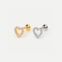 Diamond Heart 18K Gold Plated Titanium Flat Back Earrings