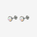 Fluorescent Opal Round-Bezel Titanium Flat Back Earrings