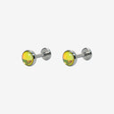 Fluorescent Opal Round-Bezel Titanium Flat Back Earrings