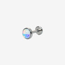 Fluorescent Opal Round-Bezel Titanium Flat Back Earrings