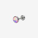 Fluorescent Opal Round-Bezel Titanium Flat Back Earrings