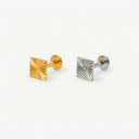 Fluted Block flat back earrings