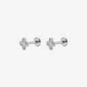 Fluted Four-Leaf Clover 18K Gold Plated Titanium Flat Back Earrings