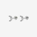 Fluted Crescent Moon 18K Gold Plated Titanium Flat Back Earring