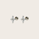 Four-Leaf Starburst 18K Gold Plated Titanium Flat Back Earrings