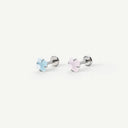 Frosted Pastel Square CZ Titanium Flat Back Earrings