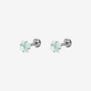 Frosted Pastel Square CZ Titanium Flat Back Earrings