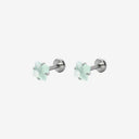 Frosted Pastel Square CZ Titanium Flat Back Earrings