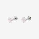 Frosted Pastel Square CZ Titanium Flat Back Earrings