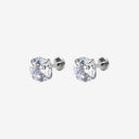 High-sparkle 7A Grade CZ Titanium Flat Back Earrings