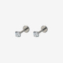 High-sparkle 5A Grade CZ Titanium Flat Back Earrings