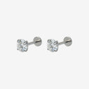 High-sparkle 5A Grade CZ Titanium Flat Back Earrings