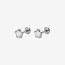 Iridescent Glass Pentagram Titanium Flat Back Earrings