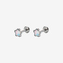 Iridescent Glass Pentagram Titanium Flat Back Earrings