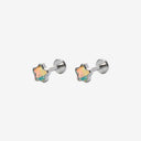 Iridescent Glass Pentagram Titanium Flat Back Earrings