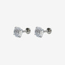 Firework-Cut Birthstone Round CZ Titanium Flat Back Earrings