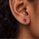 Firework-Cut Birthstone Round CZ Titanium Flat Back Earrings