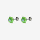 Firework-Cut Birthstone Round CZ Titanium Flat Back Earrings