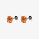 Firework-Cut Birthstone Round CZ Titanium Flat Back Earrings