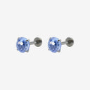 Firework-Cut Birthstone Round CZ Titanium Flat Back Earrings