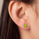Frosted Birthstone Round CZ Titanium Flat Back Earrings