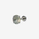 Frosted Birthstone Round CZ Titanium Flat Back Earrings