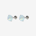 Frosted Birthstone Round CZ Titanium Flat Back Earrings