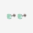 Frosted Birthstone Round CZ Titanium Flat Back Earrings
