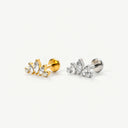 Marquise CZ Cluster Climber Flat Back Stud Earring
