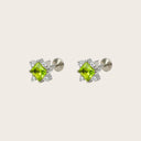 Peridot Kite-Set Compass 18K Gold Plated Titanium Flat Back Earrings