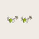 Peridot & Baguette Trio 18K Gold Plated Titanium Flat Back Earrings