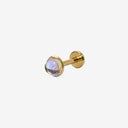 Round-Edged Moonstone 18K Gold Plated Titanium Flat Back Earrings