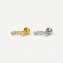 Round CZ Row 18K Gold Plated Titanium Flat Back Earrings