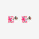 Sparkling Sugar Cube Titanium Flat Back Earrings