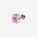 Sparkling Sugar Cube Titanium Flat Back Earrings