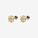 Sparkling Sugar Cube Titanium Flat Back Earrings