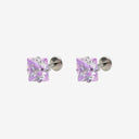 Sparkling Sugar Cube Titanium Flat Back Earrings